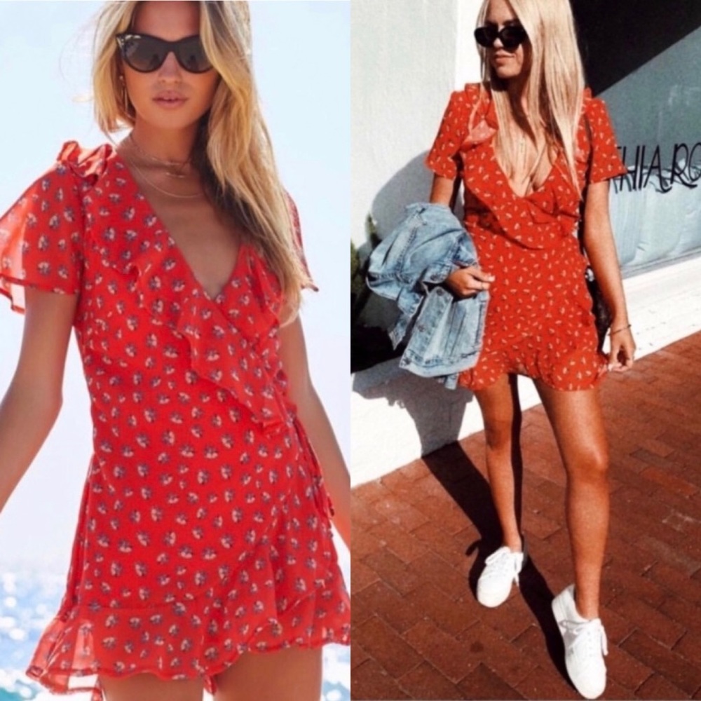 Revolve Beach Riot • Floral Summer Wrap Dress